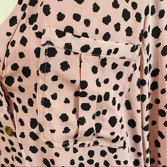 3/$10 Listicle Dress M Babydoll Mini Polka Dot Long Sleeve - Picture 5 of 10
